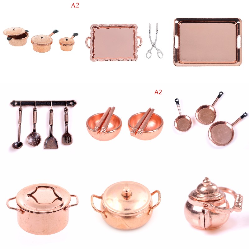 Gaming Kitchen Accessories - Maßstab 1:12 Puppenhaus Miniatur Rose Gold