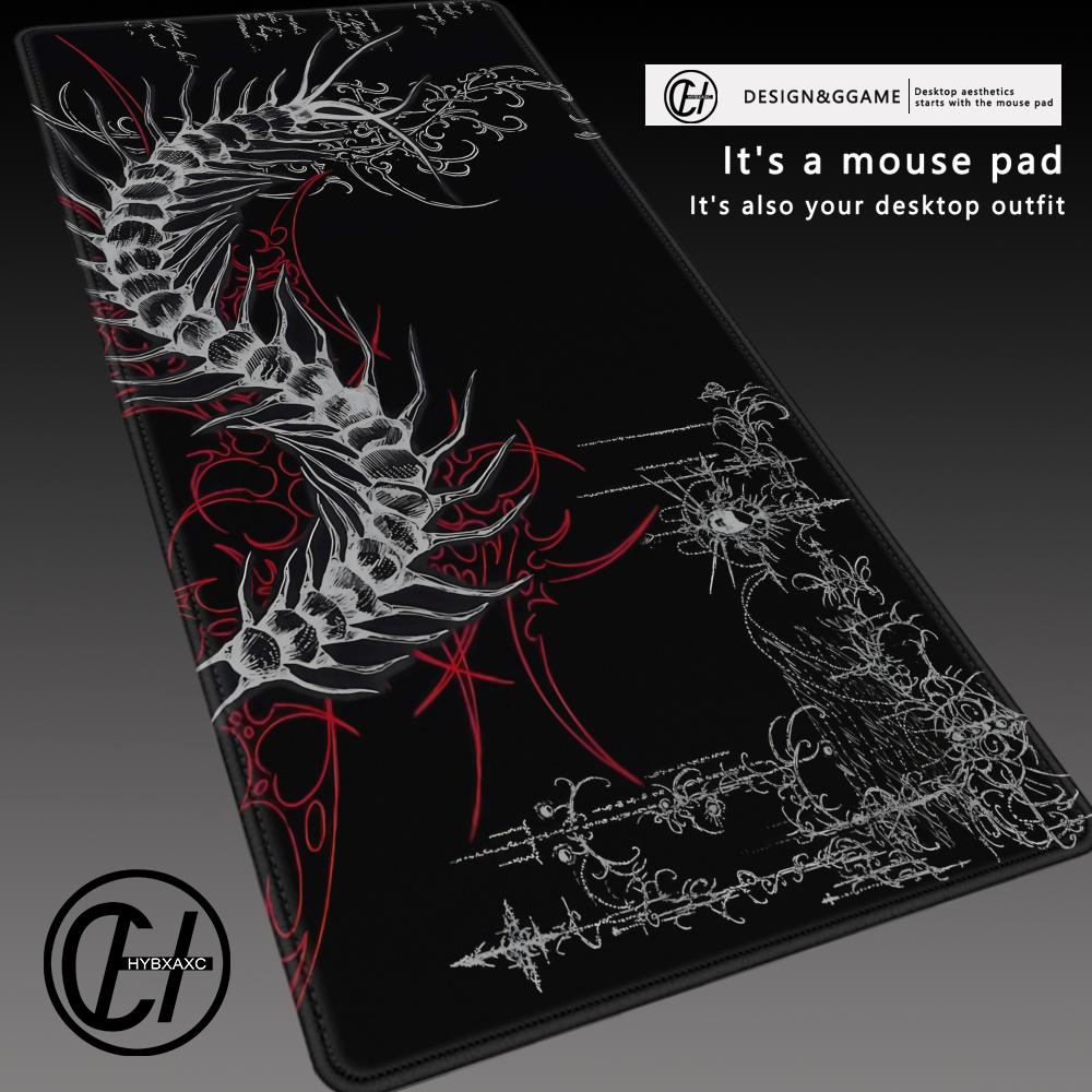 Gaming Accessories White - Schwarz-Weißes Gotisches Mauspad Großes Gaming-Tausendfüßler-Ästhetik-Mauspad PC-Zubehör