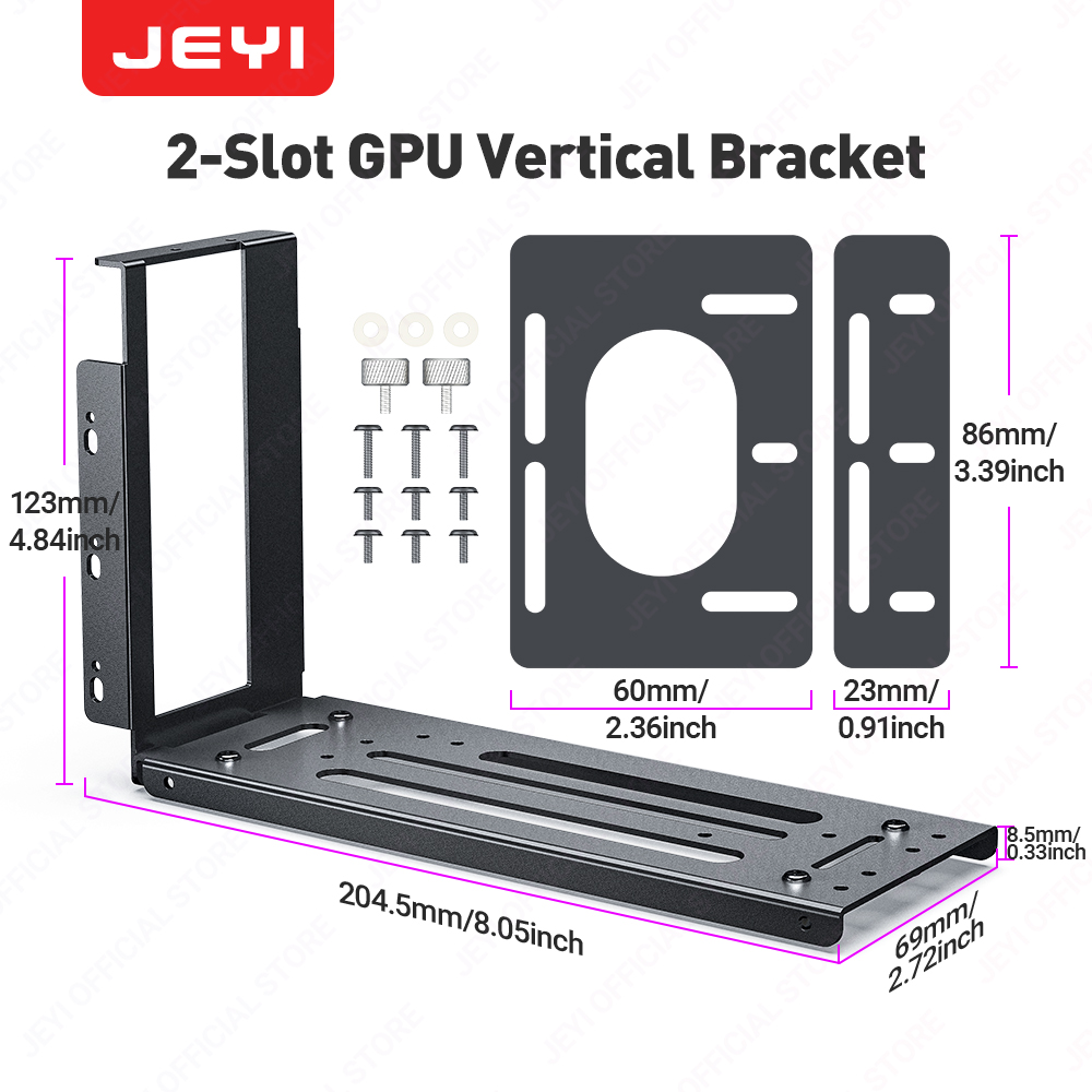 Vertical Gpu Bracket - JEYI Vertikale Grafikkarten-Montagehalterung, 2/3 Steckplätze, Aluminium-GPU-Halterung,