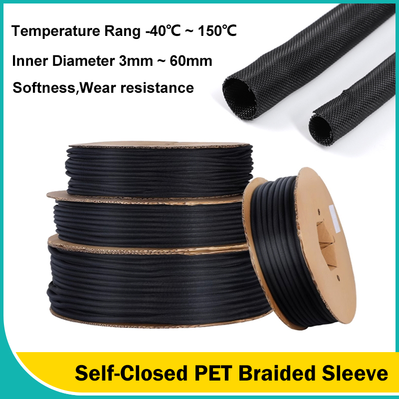 Cable Sleeve Braided - 3 mm ~ 60 mm schwarze,