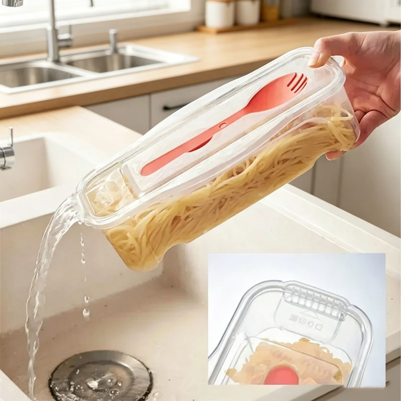 Gaming Kitchen Accessories - 1300ML Mikrowellen-Nudelkocher mit Sieb und Salatlöffel,
