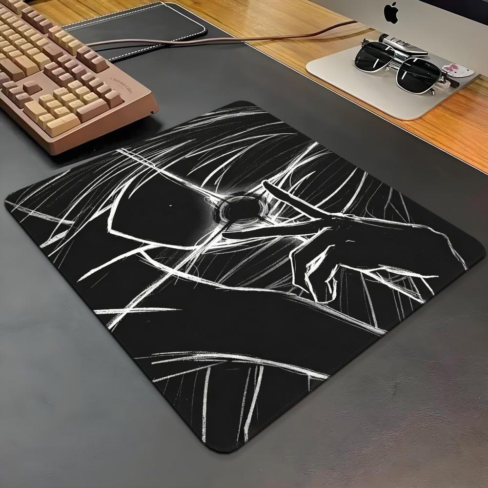Gaming Accessories White - Schwarz-weiße Linien, Gothic-Girl, süße Comic-Mädchen, Mauspad,