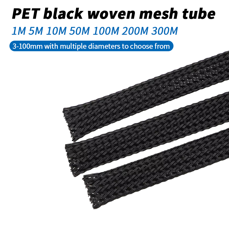Cable Sleeve Braided - Schwarze geflochtene Nylon-Kabelhülse, 3 mm bis