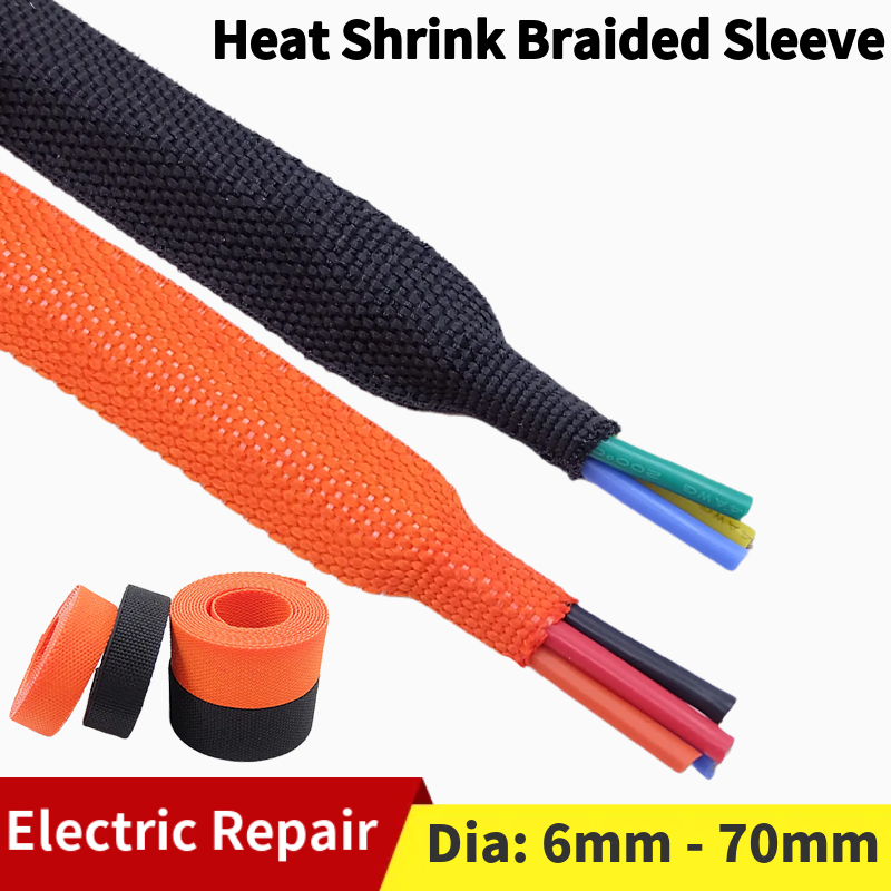 Cable Sleeve Braided - Geflochtene Kabelhülse, Schrumpfschlauch, 6/8/10/12 mm, Isolierung,