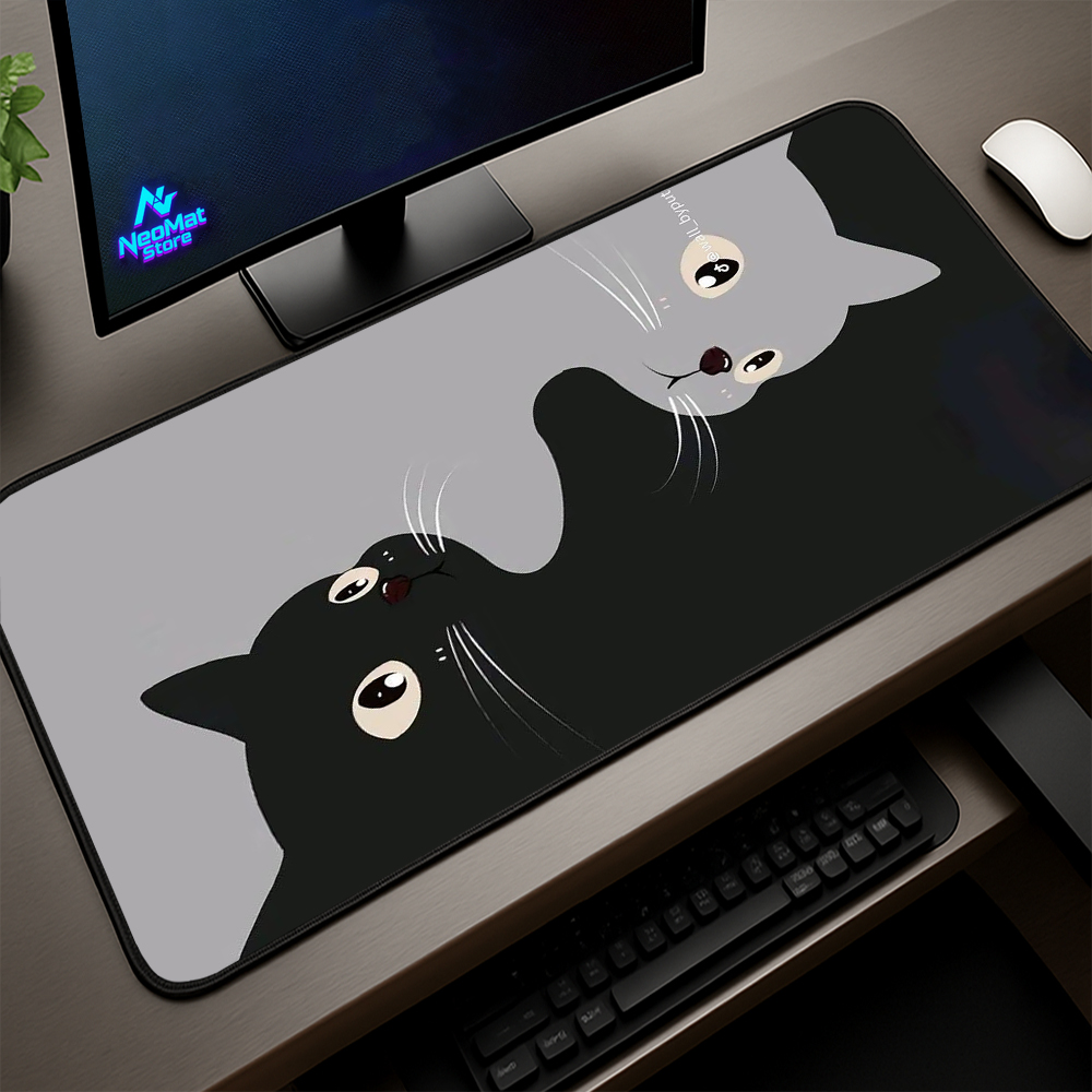 Gaming Accessories Very - Computer-Mauspad, Katze, sehr großer Teppich, schwarz,