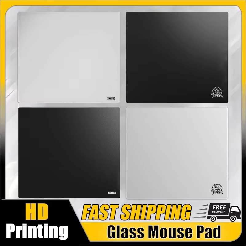 Gaming Accessories White - Gaming-Mauspad aus Glas, Skypad SORA, Schwarz-Weiß,