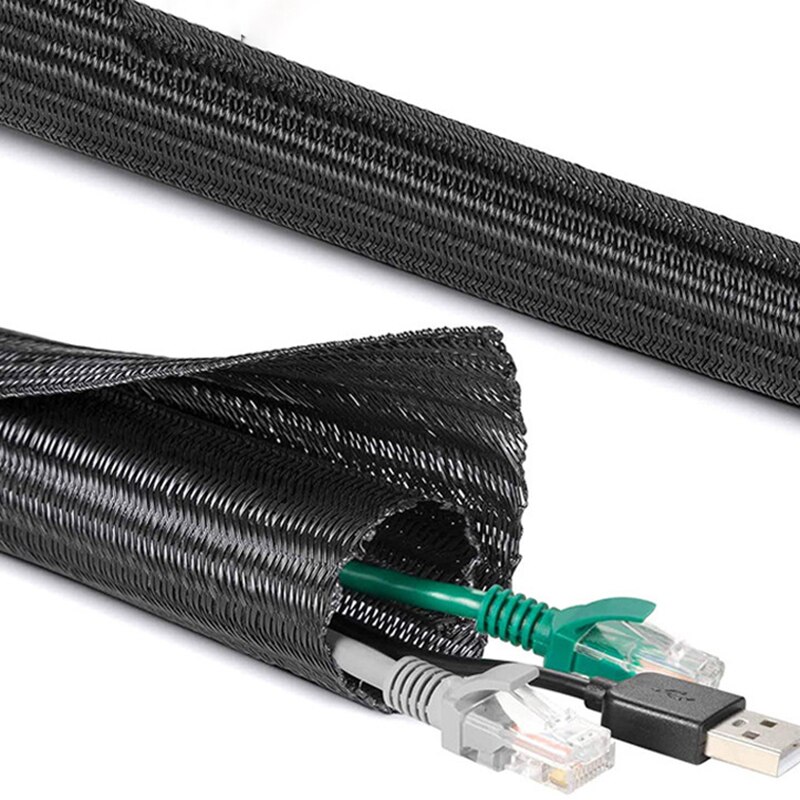 Cable Sleeve Braided - 3 m schwarzer, isolierter Geflechtschlauch, 19