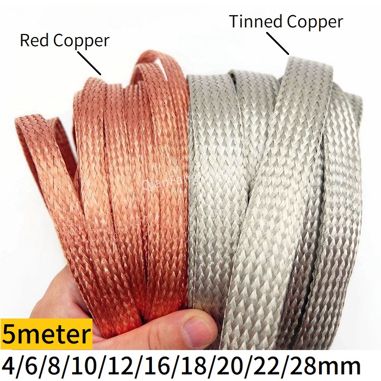 Cable Sleeve Braided - 5M Verzinnt Überzug Kupfer Geflochtene Hülse