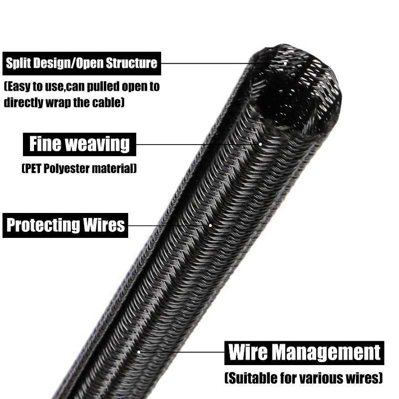 3/5/10 m schwarze geflochtene  – Cable Sleeve Braided Bewertung und Preis