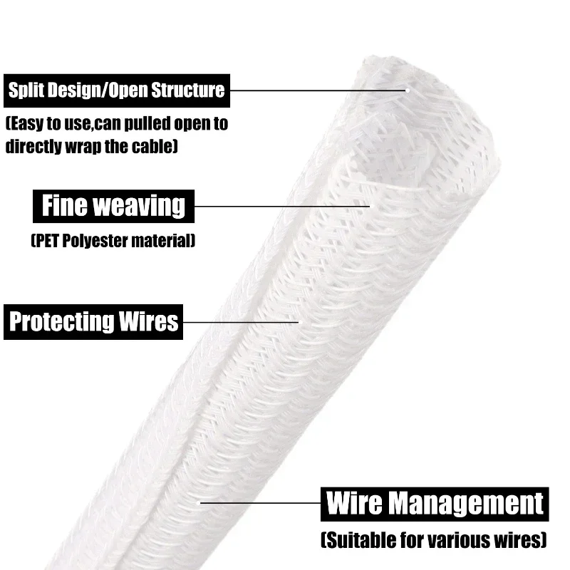 Weiße selbstschließende Kabelu – Cable Sleeve Braided Bewertung und Preis