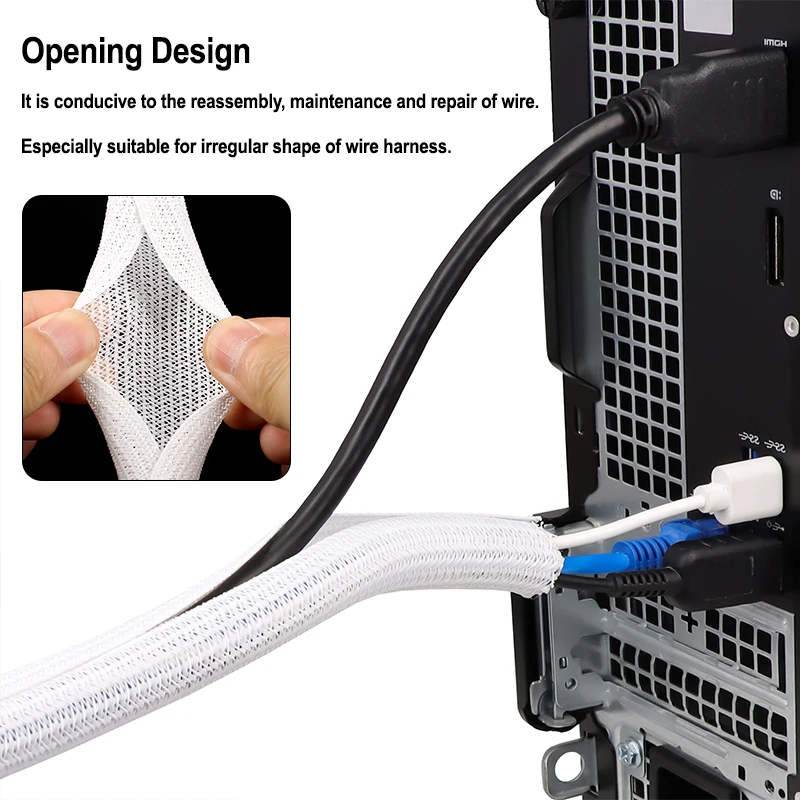 Weiße selbstschließende Kabelu – Cable Sleeve Braided Bewertung und Preis